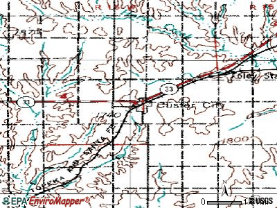 Custer City topographic map