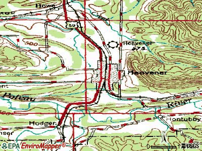 Heavener topographic map