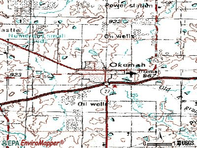 Okemah topographic map