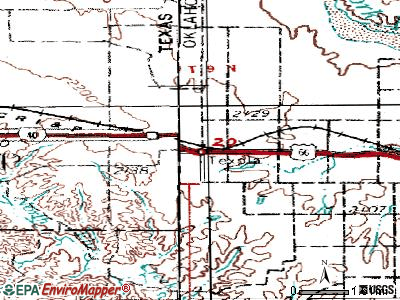 Texola topographic map