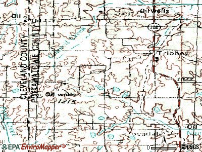 Tribbey topographic map