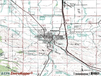 Baker City topographic map