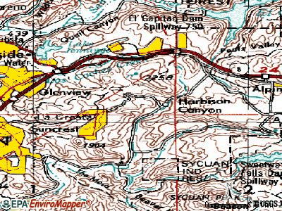 Harbison Canyon topographic map