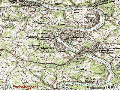 Charleroi topographic map
