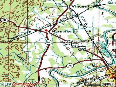 Harpersville topographic map