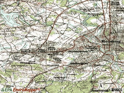Wyomissing Hills topographic map