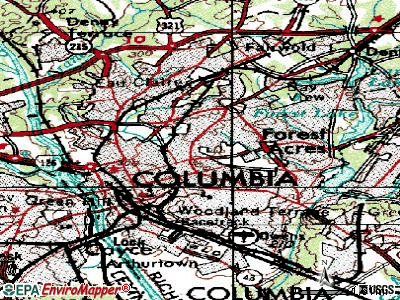 Columbia topographic map