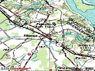 Elloree topographic map