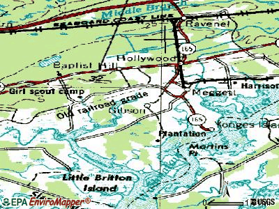 Meggett topographic map