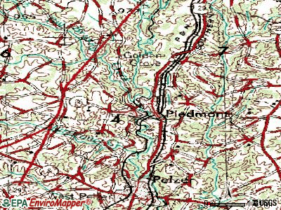 Piedmont topographic map