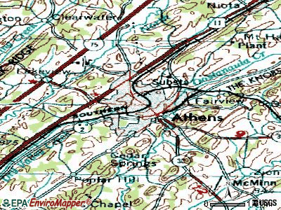 Athens topographic map