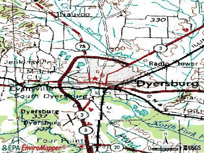 Dyersburg topographic map