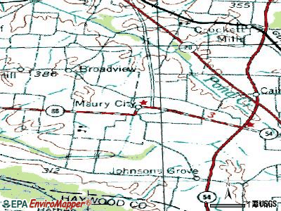 Maury City topographic map