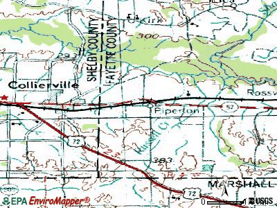 Piperton topographic map