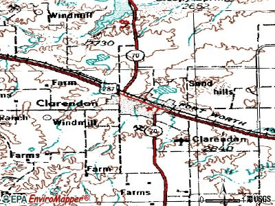 Clarendon topographic map