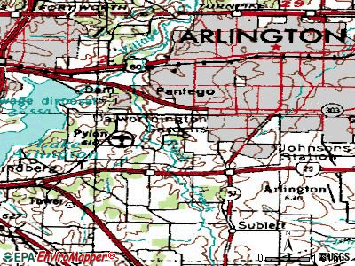 Dalworthington Gardens topographic map