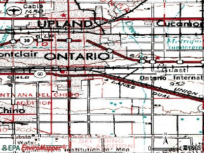 Ontario topographic map. Birthplace of: Antonio Pierce - 2005 NFL player 