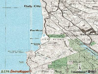 Pacifica topographic map