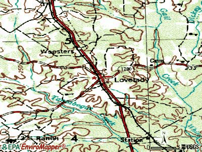 Lovelady topographic map