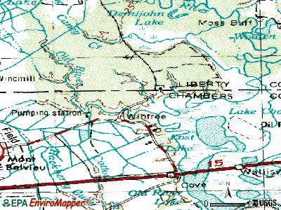 Old River-Winfree topographic map