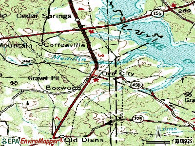 Ore City topographic map