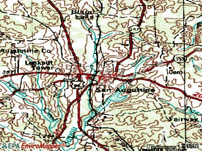 San Augustine topographic map