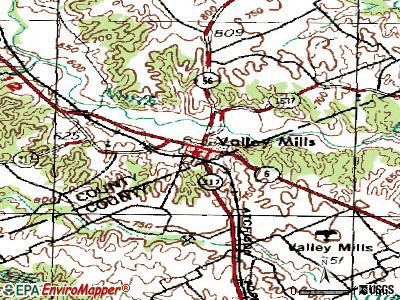 Valley Mills topographic map