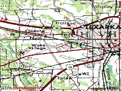 Wake Village topographic map