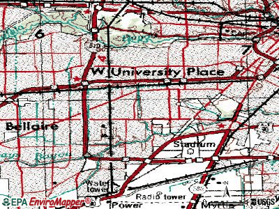 West University Place topographic map
