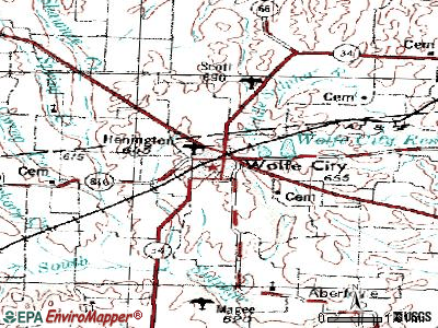 Wolfe City topographic map