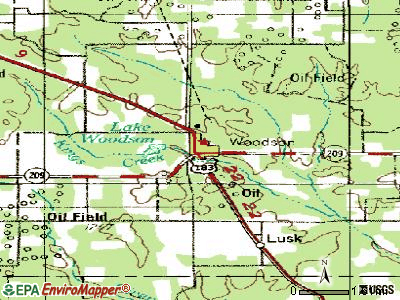 Woodson topographic map