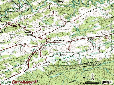 Lebanon topographic map