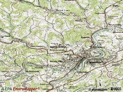 Barrackville topographic map