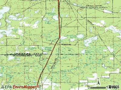 Wascott topographic map