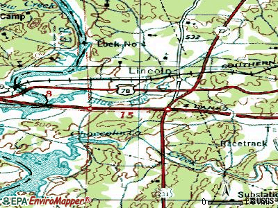 Lincoln topographic map