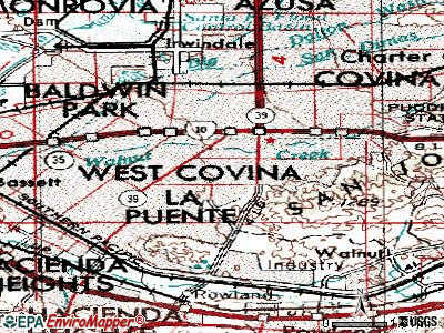 West Covina topographic map