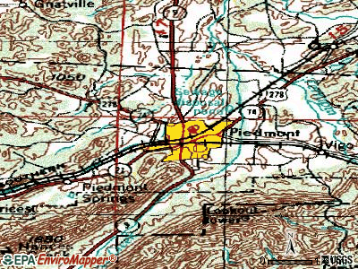 Piedmont topographic map