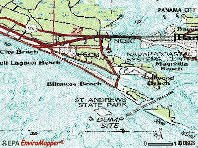 Lower Grand Lagoon topographic map