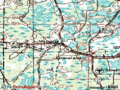 Mascotte topographic map