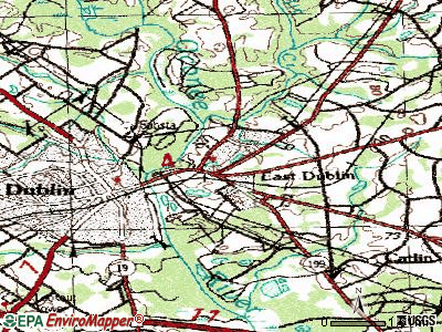East Dublin topographic map