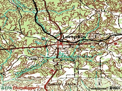 Lumpkin topographic map