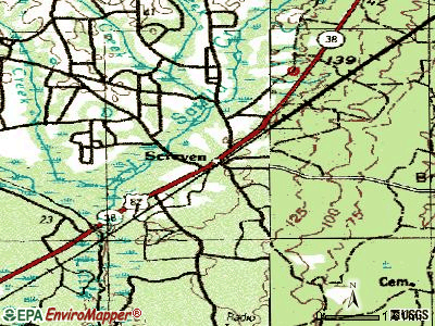 Screven topographic map