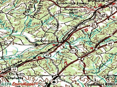 Suwanee topographic map