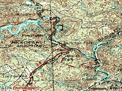 Tallulah Falls topographic map