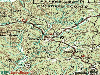 Waleska topographic map