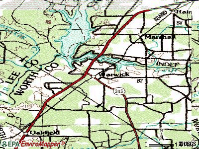 Warwick topographic map