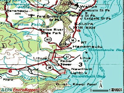 Hanamaulu topographic map