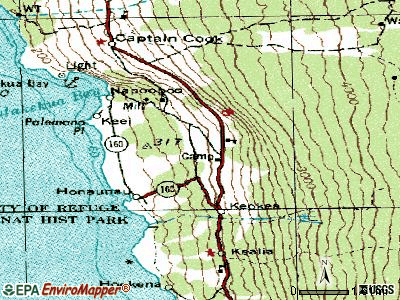 Honaunau-Napoopoo topographic map