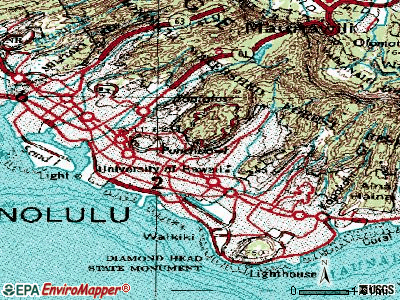 Honolulu topographic map