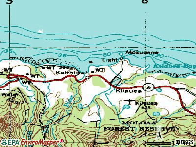 Kalihiwai topographic map